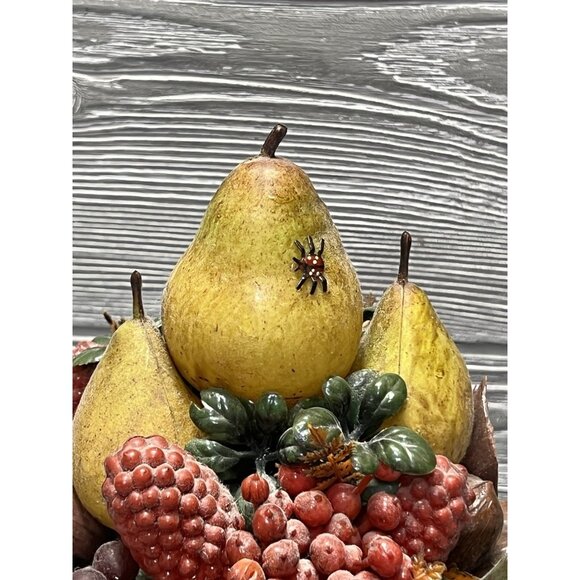 Faux Fruit Arrangement in Vintage Hull Pottery Bean Bowl Kim Originals 9.5” - Picture 2 of 9